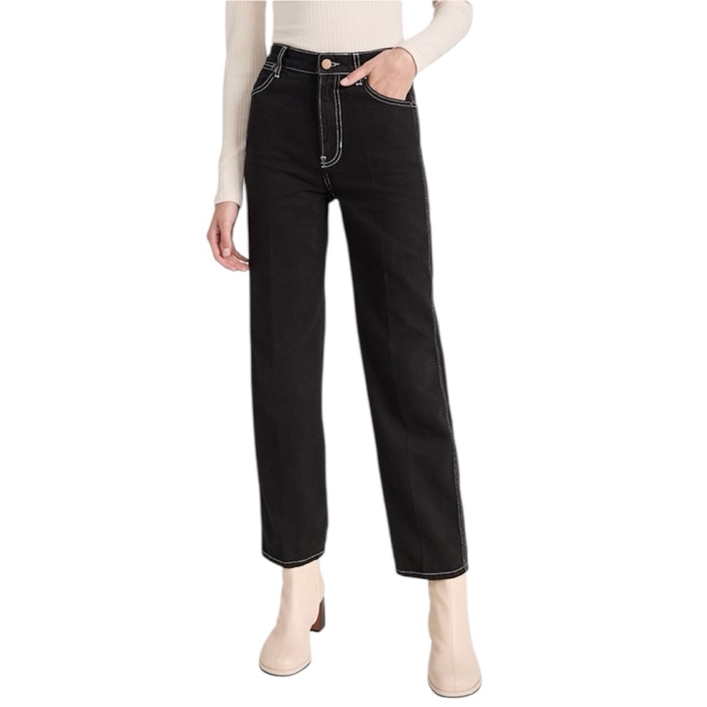 Reformation Cowboy High Rise Straight Jeans Black Classic Denim Sustainable